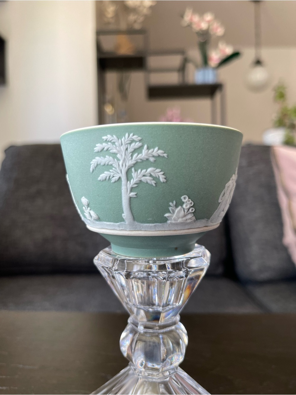 Antique Wedgwood Green Jasperware-Style Decorative Bowl